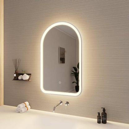 32 Inch Arch LED Front and Backlit Wall Mirror in Silver