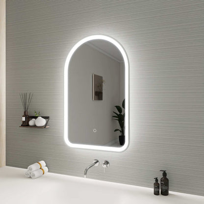 32 Inch Arch LED Front and Backlit Wall Mirror in Silver