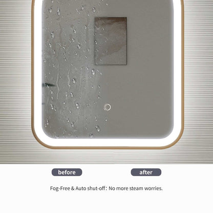 30 Inch Arch LED Front and Backlit Wall Mirror in Satin Gold