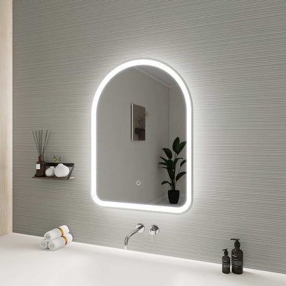30 Inch Arch LED Front and Backlit Wall Mirror in Silver