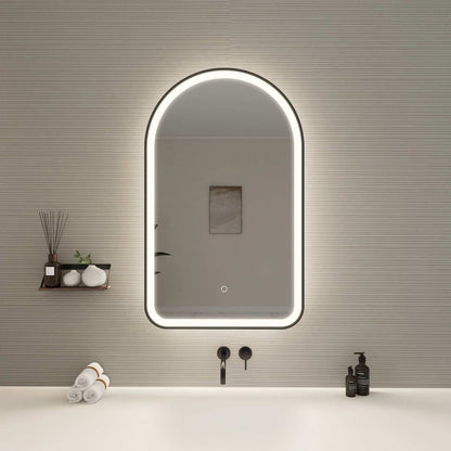 36 Inch Arch LED Front and Backlit Wall Mirror in Black