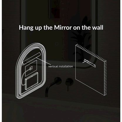 30 Inch Arch LED Front and Backlit Wall Mirror in Black
