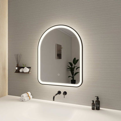 30 Inch Arch LED Front and Backlit Wall Mirror in Black
