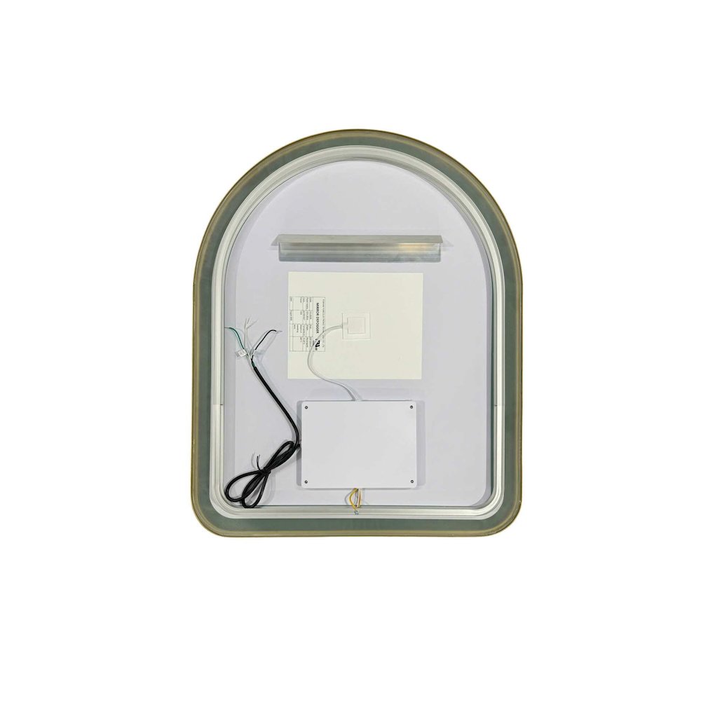 30 Inch Arch LED Front and Backlit Wall Mirror in Satin Gold