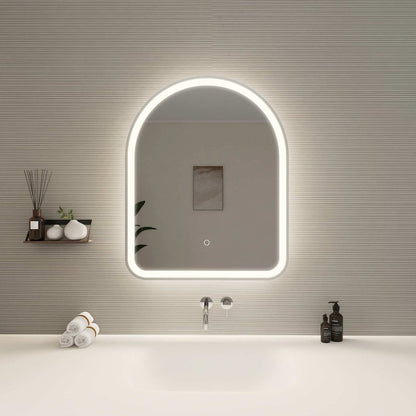 30 Inch Arch LED Front and Backlit Wall Mirror in Silver