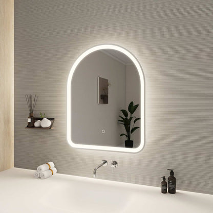 30 Inch Arch LED Front and Backlit Wall Mirror in Silver