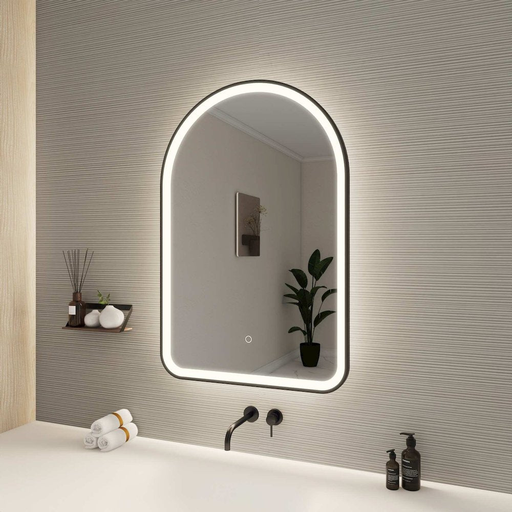 36 Inch Arch LED Front and Backlit Wall Mirror in Black