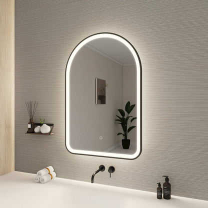 36 Inch Arch LED Front and Backlit Wall Mirror in Black