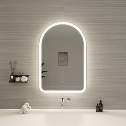 36 Inch Arch LED Front and Backlit Wall Mirror in Silver