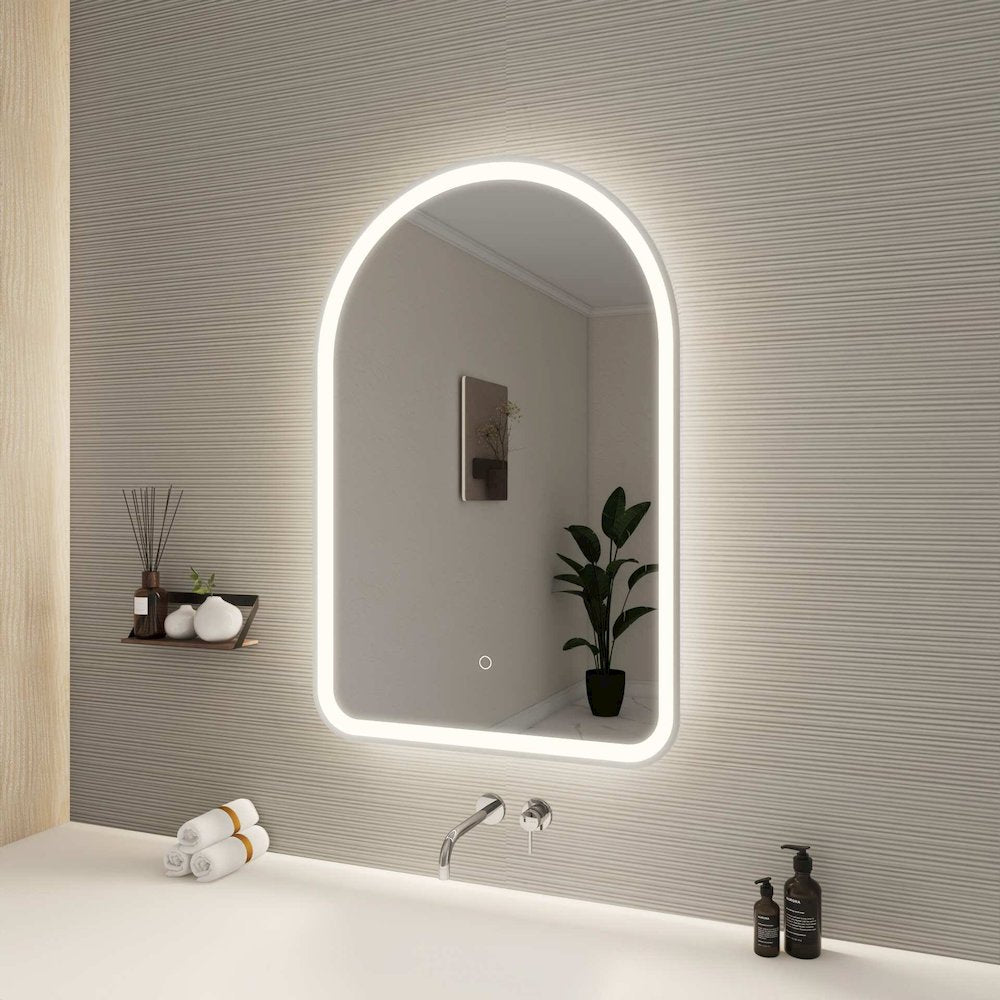 36 Inch Arch LED Front and Backlit Wall Mirror in Silver