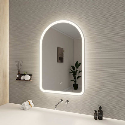 36 Inch Arch LED Front and Backlit Wall Mirror in Silver