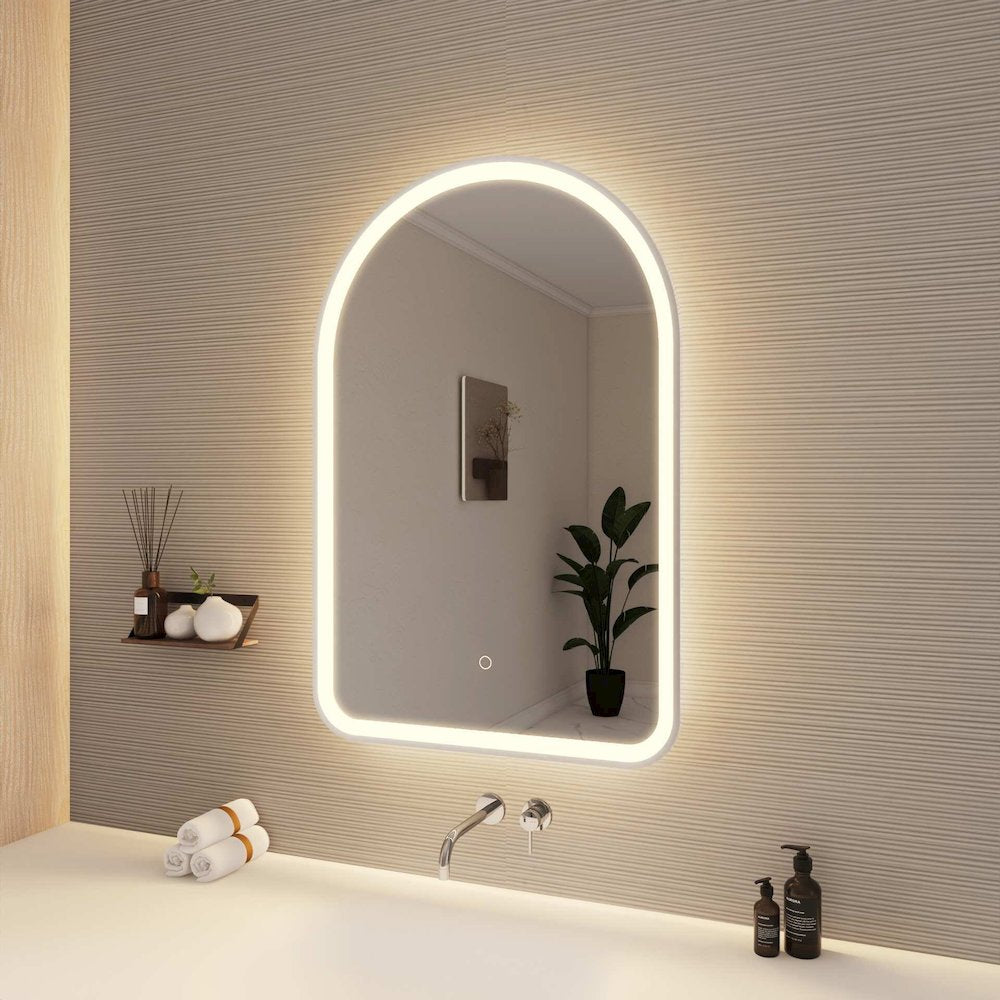 36 Inch Arch LED Front and Backlit Wall Mirror in Silver