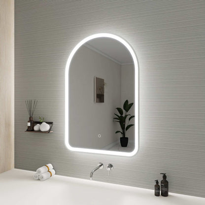 36 Inch Arch LED Front and Backlit Wall Mirror in Silver