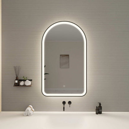 40 Inch Arch LED Front and Backlit Wall Mirror in Black