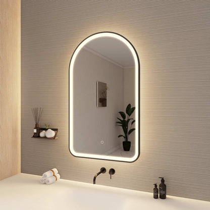 40 Inch Arch LED Front and Backlit Wall Mirror in Black