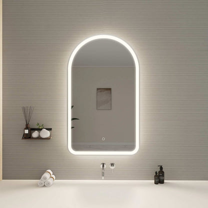 40 Inch Arch LED Front and Backlit Wall Mirror in Silver
