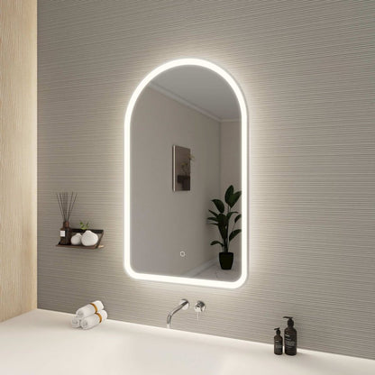 40 Inch Arch LED Front and Backlit Wall Mirror in Silver