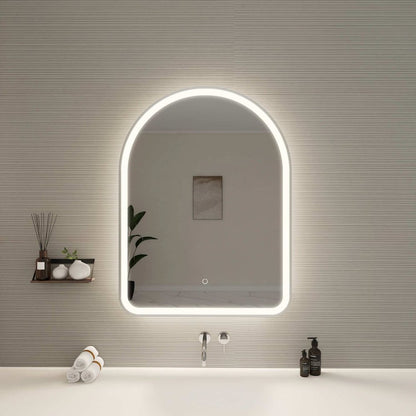 36 Inch Arch LED Front and Backlit Wall Mirror in Silver