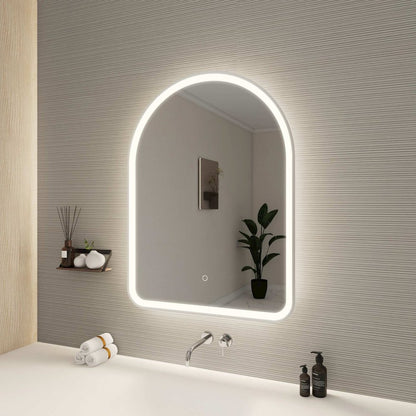 36 Inch Arch LED Front and Backlit Wall Mirror in Silver