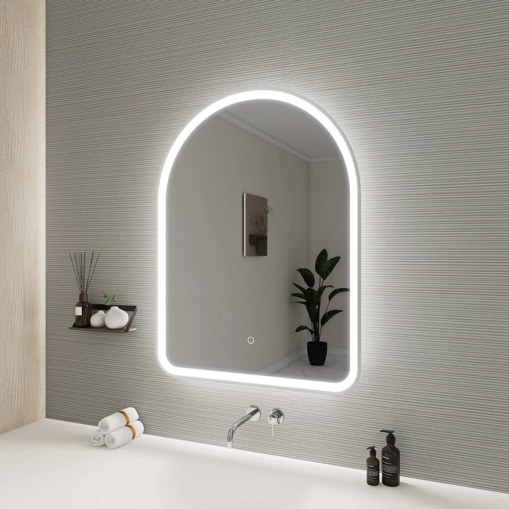 36 Inch Arch LED Front and Backlit Wall Mirror in Silver