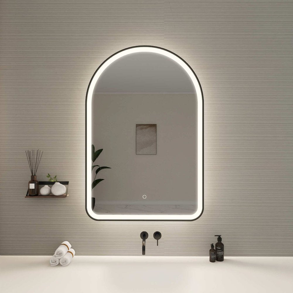 40 Inch Arch LED Front and Backlit Wall Mirror in Black