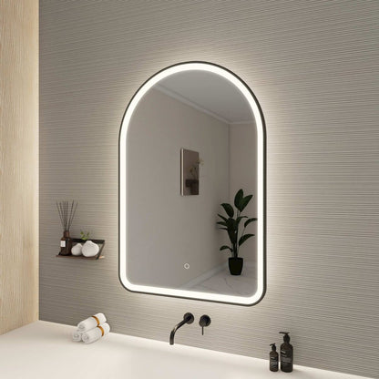 40 Inch Arch LED Front and Backlit Wall Mirror in Black