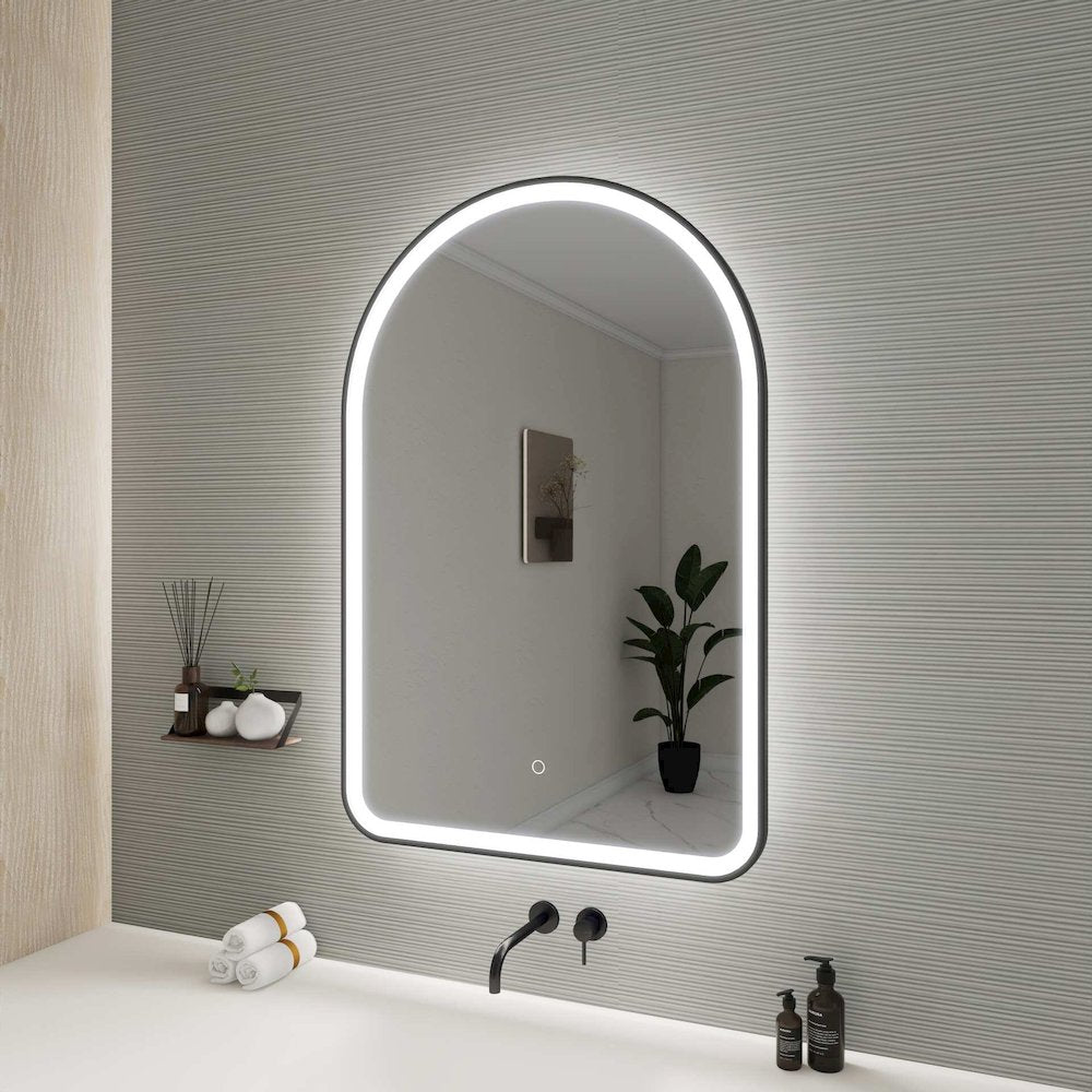 40 Inch Arch LED Front and Backlit Wall Mirror in Black