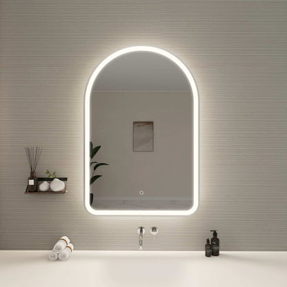 40 Inch Arch LED Front and Backlit Wall Mirror in Silver