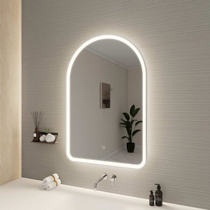 40 Inch Arch LED Front and Backlit Wall Mirror in Silver