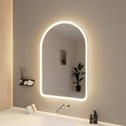 40 Inch Arch LED Front and Backlit Wall Mirror in Silver