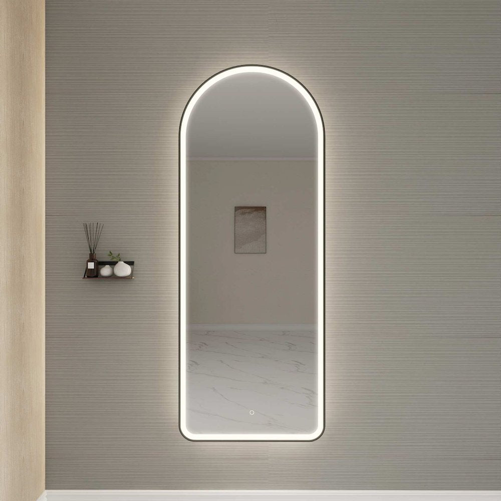 72 Inch Arch LED Front and Backlit Wall Mirror in Black