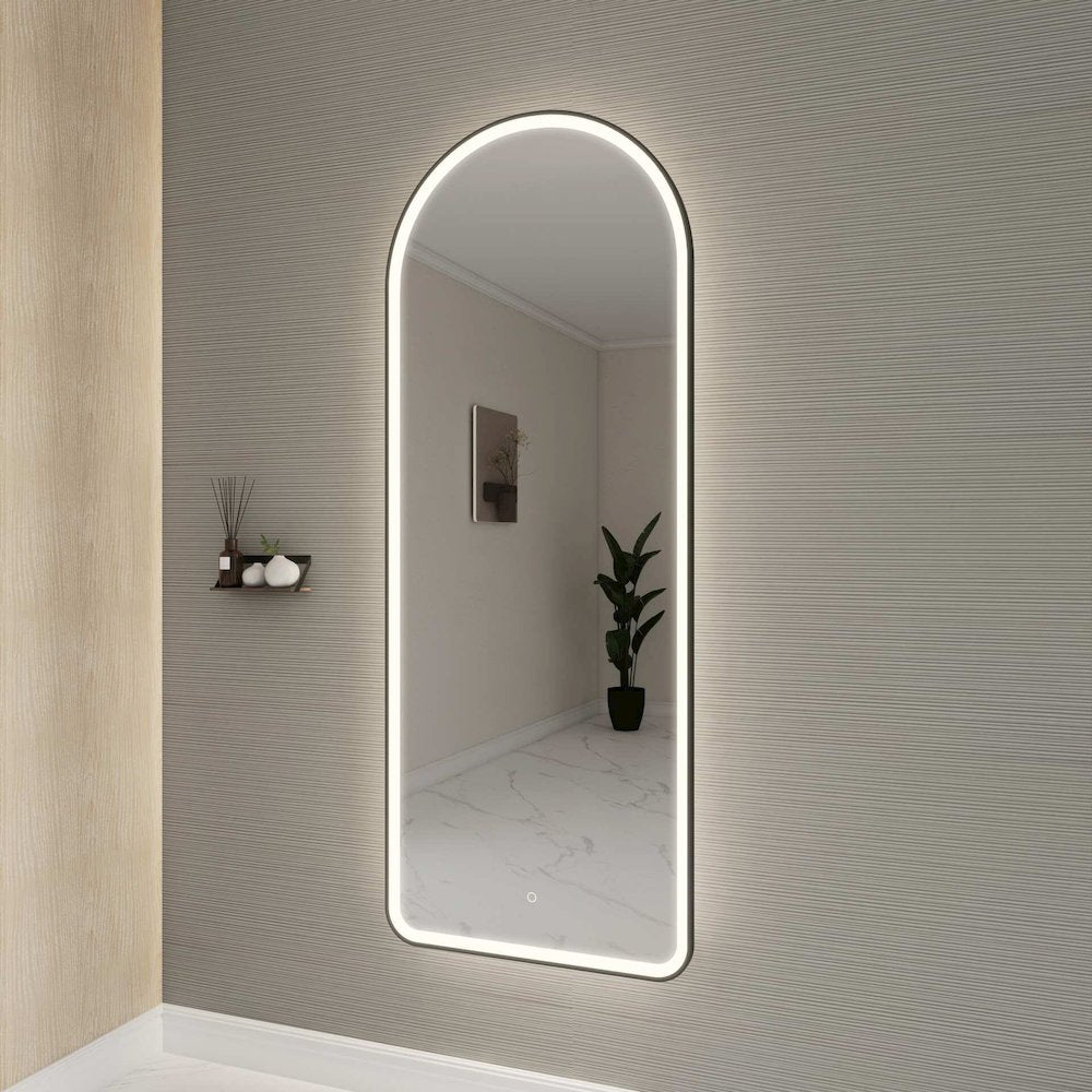 72 Inch Arch LED Front and Backlit Wall Mirror in Black