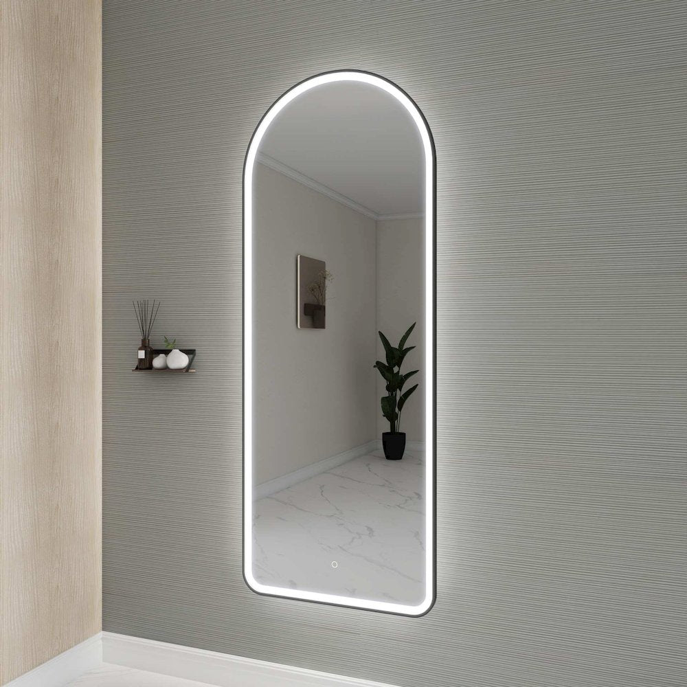 72 Inch Arch LED Front and Backlit Wall Mirror in Black