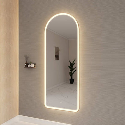 72 Inch Arch LED Front and Backlit Wall Mirror in Satin Gold