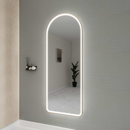 72 Inch Arch LED Front and Backlit Wall Mirror in Satin Gold