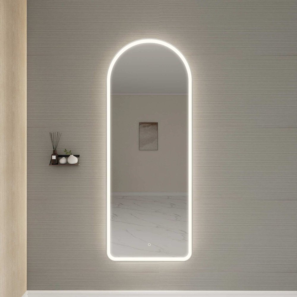 72 Inch Arch LED Front and Backlit Wall Mirror in Silver