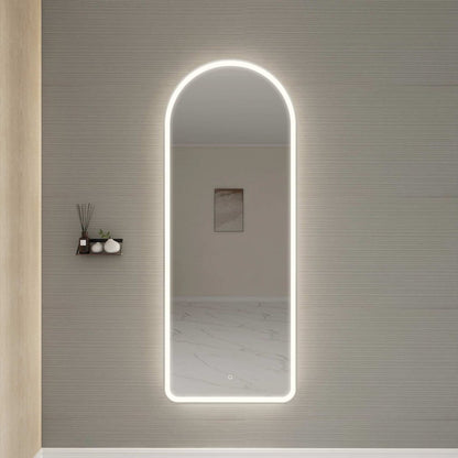 72 Inch Arch LED Front and Backlit Wall Mirror in Silver