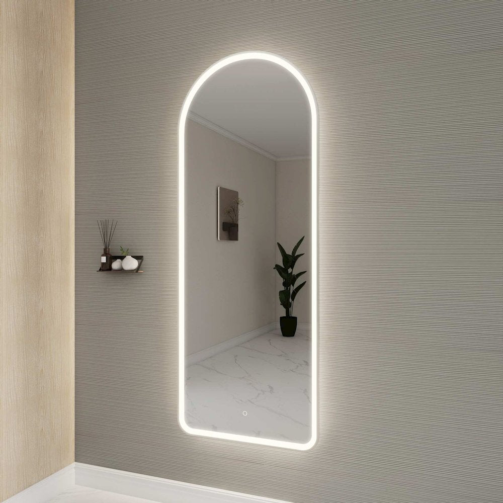 72 Inch Arch LED Front and Backlit Wall Mirror in Silver