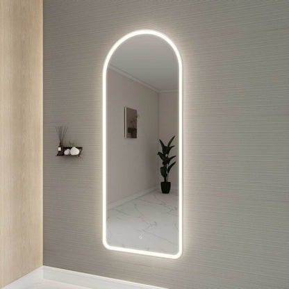 72 Inch Arch LED Front and Backlit Wall Mirror in Silver