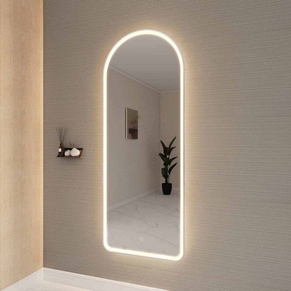 72 Inch Arch LED Front and Backlit Wall Mirror in Silver