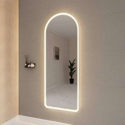 72 Inch Arch LED Front and Backlit Wall Mirror in Silver