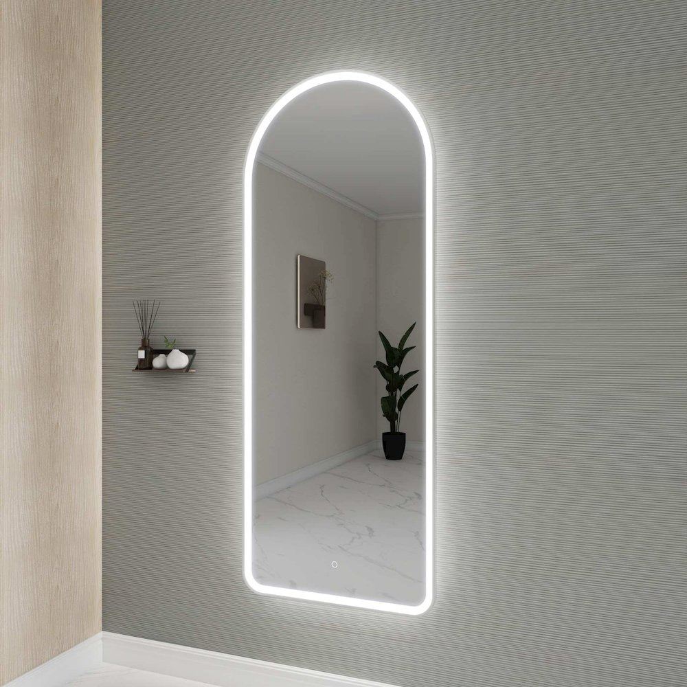 72 Inch Arch LED Front and Backlit Wall Mirror in Silver