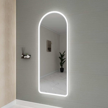 72 Inch Arch LED Front and Backlit Wall Mirror in Silver