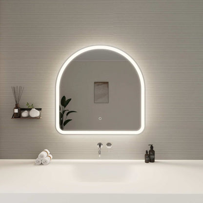 30 Inch Arch LED Front and Backlit Wall Mirror in Silver