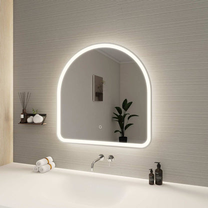 30 Inch Arch LED Front and Backlit Wall Mirror in Silver