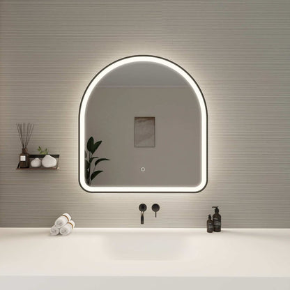 32 Inch Arch LED Front and Backlit Wall Mirror in Black
