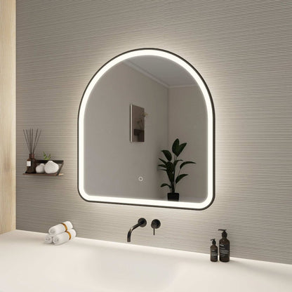 32 Inch Arch LED Front and Backlit Wall Mirror in Black