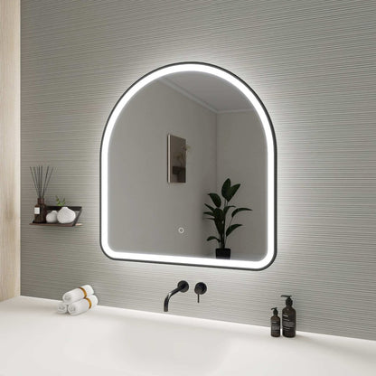 32 Inch Arch LED Front and Backlit Wall Mirror in Black