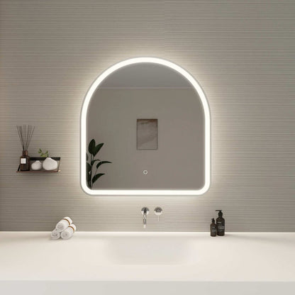 32 Inch Arch LED Front and Backlit Wall Mirror in Silver