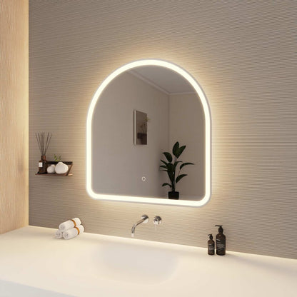 32 Inch Arch LED Front and Backlit Wall Mirror in Silver